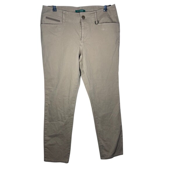 Lauren Ralph Lauren Womens Size 10‎ Tan Straight Leg Pants Chino Cotton Stretch - Picture 1 of 11